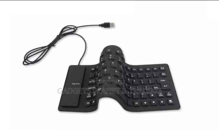 Waterproof Silicone Foldable USB Keyboard Full Size - Black